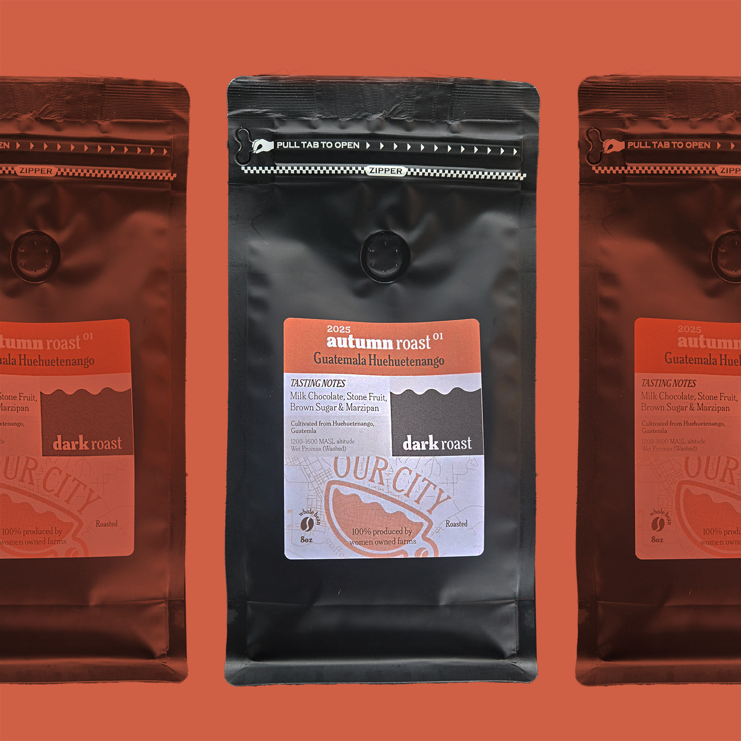 Autumn Roast | Guatemala La Morena Huehuetenango A 8oz bag of Guatemala La Morena Huehuetenango whole bean coffee.